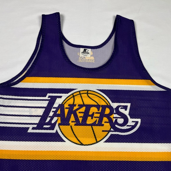 Vtg Starter Los Angeles Lakers Mens Practice Jersey Sz Large 80s 90s Purple B4 - Picture 4 of 9